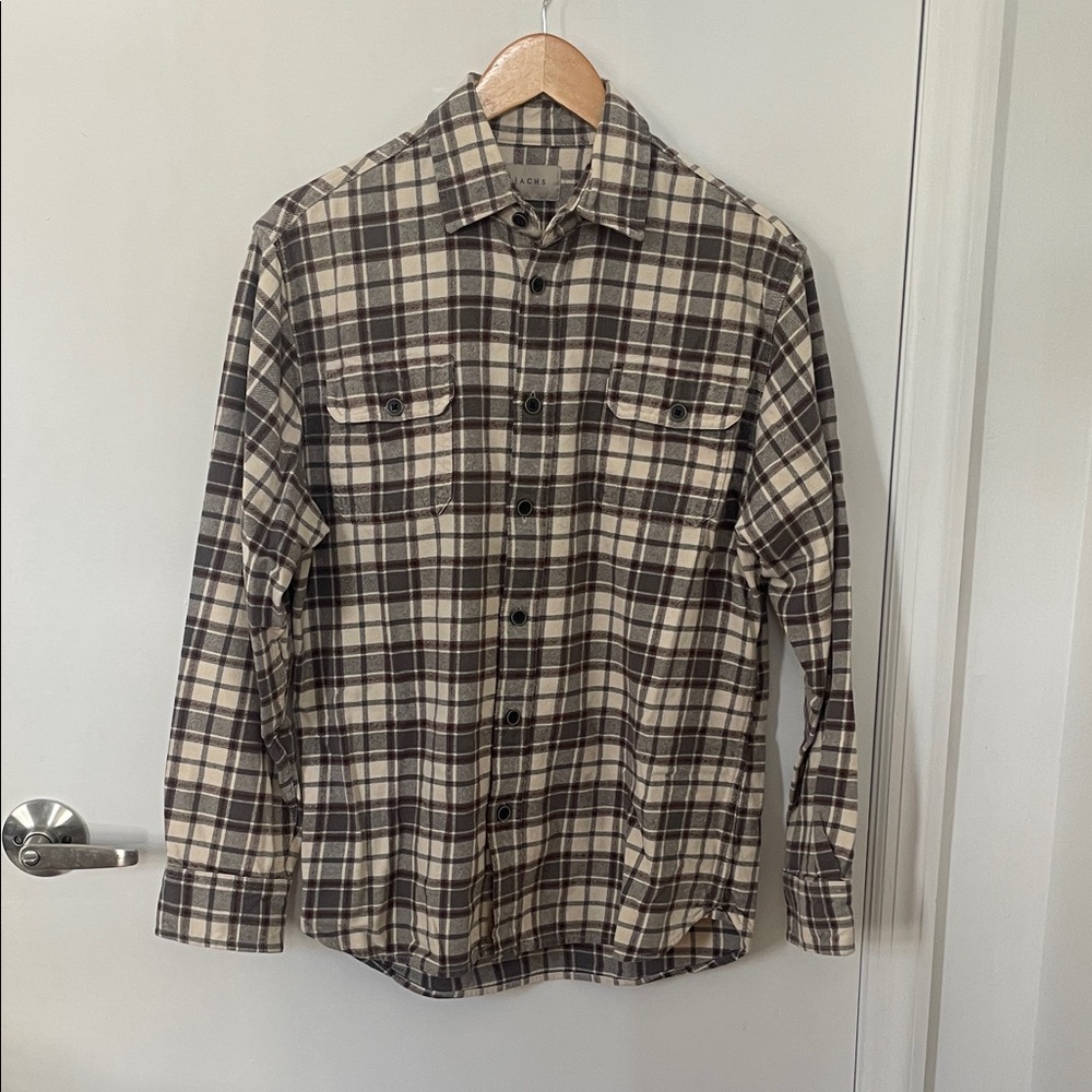 Jachs Men's Casual Plaid Shirt - Black and Cream
